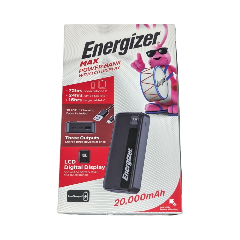 Pp1U Energizer 20,000 mAh Max 15W UE20035C Power Bank Portable Charger‎ w/ LCD